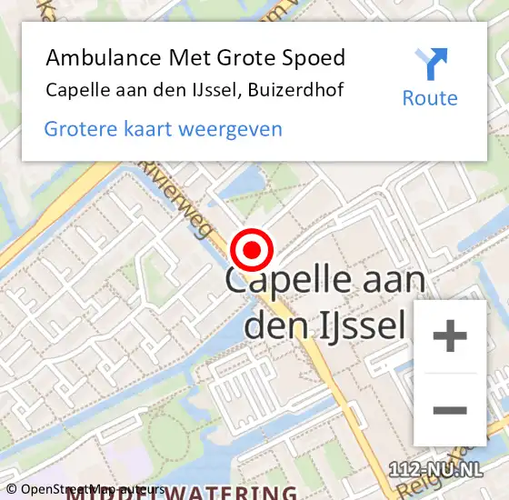 Locatie op kaart van de 112 melding: Ambulance Met Grote Spoed Naar Capelle aan den IJssel, Buizerdhof op 17 mei 2024 14:20