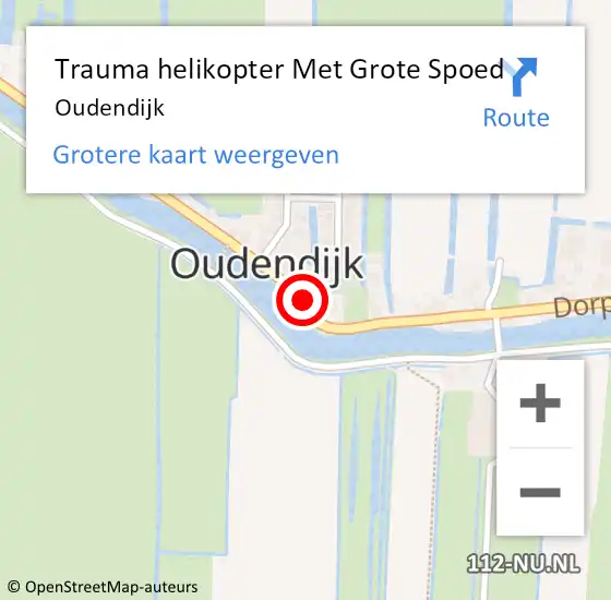 Locatie op kaart van de 112 melding: Trauma helikopter Met Grote Spoed Naar Oudendijk op 17 mei 2024 14:25