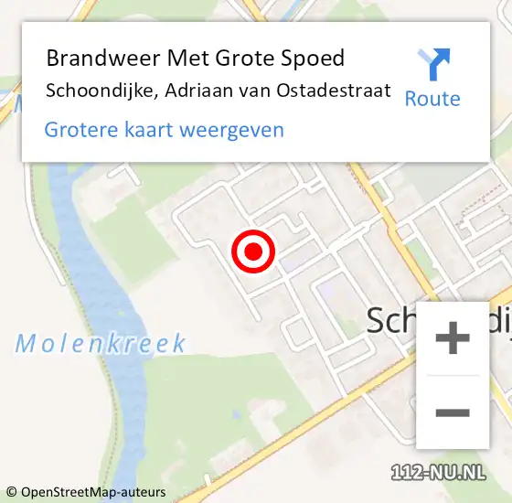 Locatie op kaart van de 112 melding: Brandweer Met Grote Spoed Naar Schoondijke, Adriaan van Ostadestraat op 17 mei 2024 14:29