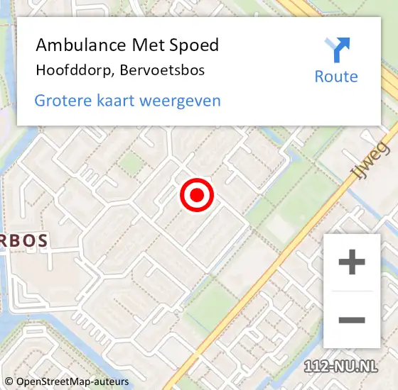 Locatie op kaart van de 112 melding: Ambulance Met Spoed Naar Hoofddorp, Bervoetsbos op 17 mei 2024 14:31