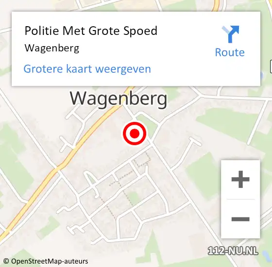 Locatie op kaart van de 112 melding: Politie Met Grote Spoed Naar Wagenberg op 17 mei 2024 14:35