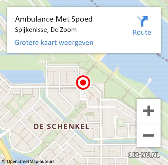 Locatie op kaart van de 112 melding: Ambulance Met Spoed Naar Spijkenisse, De Zoom op 17 mei 2024 14:45