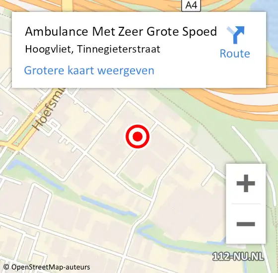 Locatie op kaart van de 112 melding: Ambulance Met Zeer Grote Spoed Naar Hoogvliet, Tinnegieterstraat op 17 mei 2024 14:49
