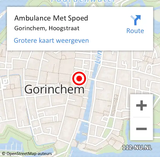 Locatie op kaart van de 112 melding: Ambulance Met Spoed Naar Gorinchem, Hoogstraat op 17 mei 2024 15:06