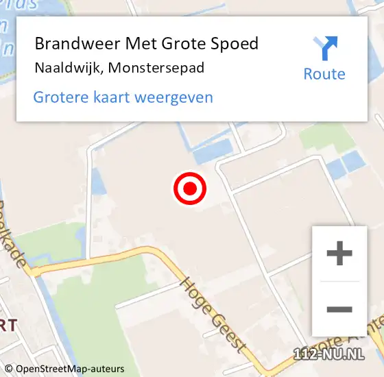 Locatie op kaart van de 112 melding: Brandweer Met Grote Spoed Naar Naaldwijk, Monstersepad op 17 mei 2024 15:08