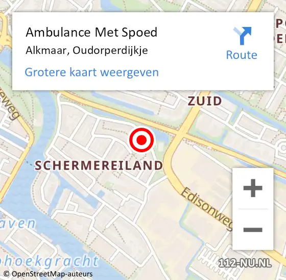 Locatie op kaart van de 112 melding: Ambulance Met Spoed Naar Alkmaar, Oudorperdijkje op 17 mei 2024 15:09