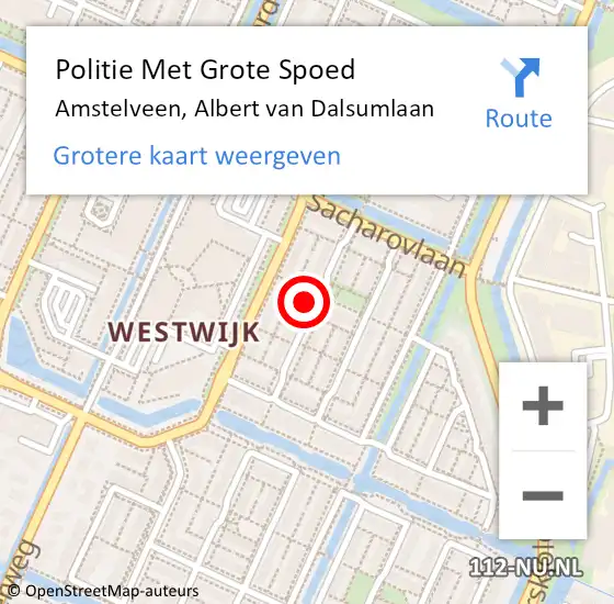 Locatie op kaart van de 112 melding: Politie Met Grote Spoed Naar Amstelveen, Albert van Dalsumlaan op 17 mei 2024 15:09
