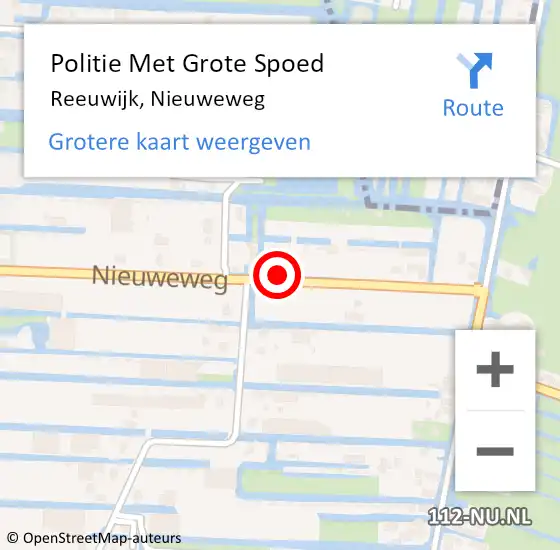 Locatie op kaart van de 112 melding: Politie Met Grote Spoed Naar Reeuwijk, Nieuweweg op 17 mei 2024 15:14