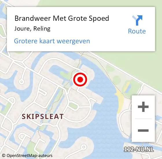 Locatie op kaart van de 112 melding: Brandweer Met Grote Spoed Naar Joure, Reling op 17 mei 2024 15:18