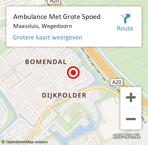 Locatie op kaart van de 112 melding: Ambulance Met Grote Spoed Naar Maassluis, Wegedoorn op 17 mei 2024 15:19