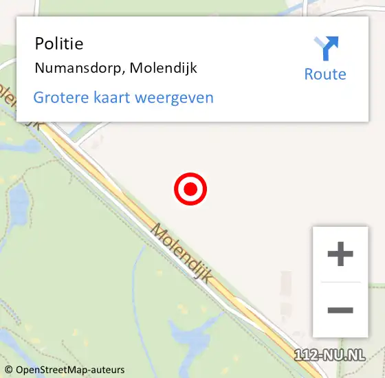 Locatie op kaart van de 112 melding: Politie Numansdorp, Molendijk op 17 mei 2024 15:20