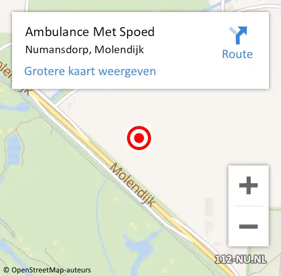 Locatie op kaart van de 112 melding: Ambulance Met Spoed Naar Numansdorp, Molendijk op 17 mei 2024 15:21