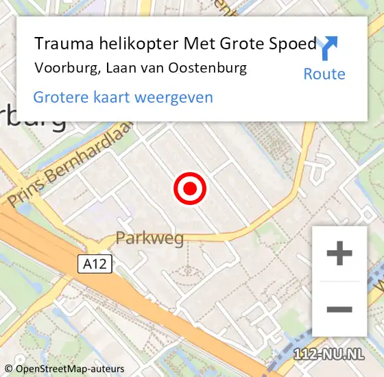Locatie op kaart van de 112 melding: Trauma helikopter Met Grote Spoed Naar Voorburg, Laan van Oostenburg op 17 mei 2024 15:21