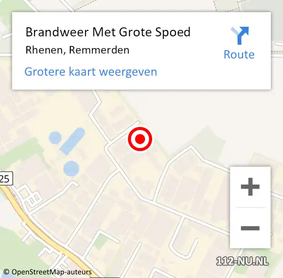 Locatie op kaart van de 112 melding: Brandweer Met Grote Spoed Naar Rhenen, Remmerden op 17 mei 2024 15:24