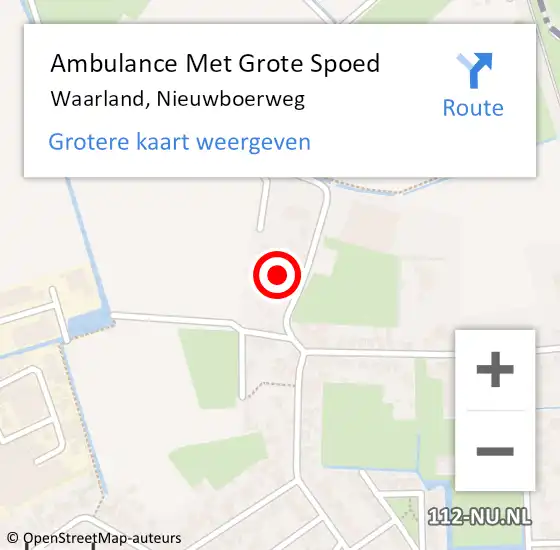 Locatie op kaart van de 112 melding: Ambulance Met Grote Spoed Naar Waarland, Nieuwboerweg op 17 mei 2024 15:26