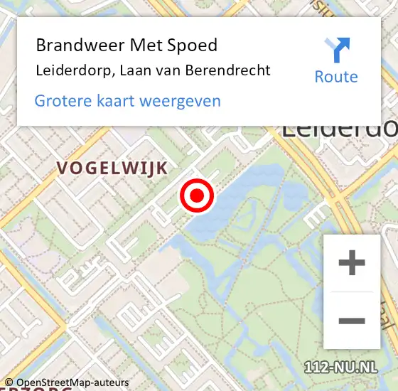 Locatie op kaart van de 112 melding: Brandweer Met Spoed Naar Leiderdorp, Laan van Berendrecht op 17 mei 2024 15:35