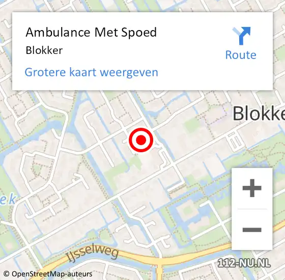 Locatie op kaart van de 112 melding: Ambulance Met Spoed Naar Blokker op 17 mei 2024 15:40