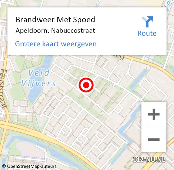 Locatie op kaart van de 112 melding: Brandweer Met Spoed Naar Apeldoorn, Nabuccostraat op 17 mei 2024 15:40