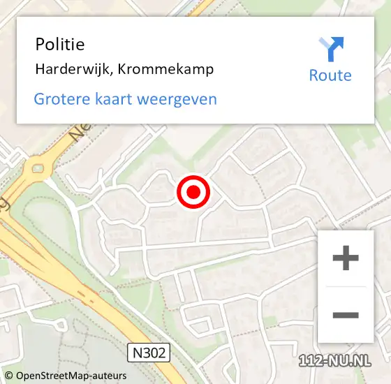 Locatie op kaart van de 112 melding: Politie Harderwijk, Krommekamp op 17 mei 2024 15:41