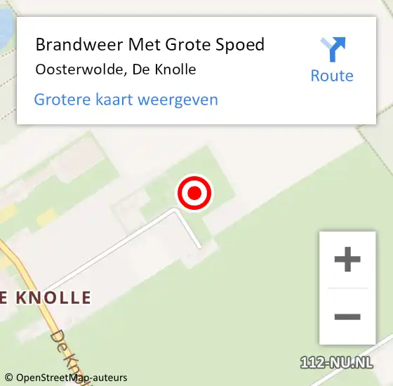 Locatie op kaart van de 112 melding: Brandweer Met Grote Spoed Naar Oosterwolde, De Knolle op 17 mei 2024 15:44