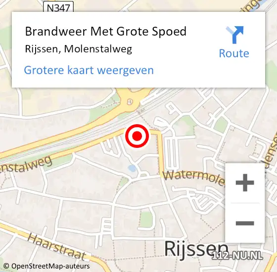 Locatie op kaart van de 112 melding: Brandweer Met Grote Spoed Naar Rijssen, Molenstalweg op 17 mei 2024 15:59