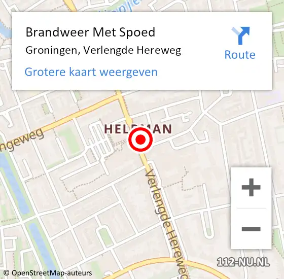 Locatie op kaart van de 112 melding: Brandweer Met Spoed Naar Groningen, Verlengde Hereweg op 17 mei 2024 16:02