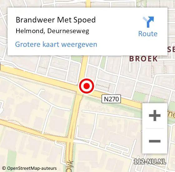 Locatie op kaart van de 112 melding: Brandweer Met Spoed Naar Helmond, Deurneseweg op 17 mei 2024 16:07