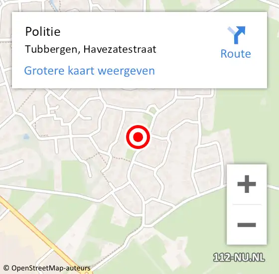 Locatie op kaart van de 112 melding: Politie Tubbergen, Havezatestraat op 17 mei 2024 16:10