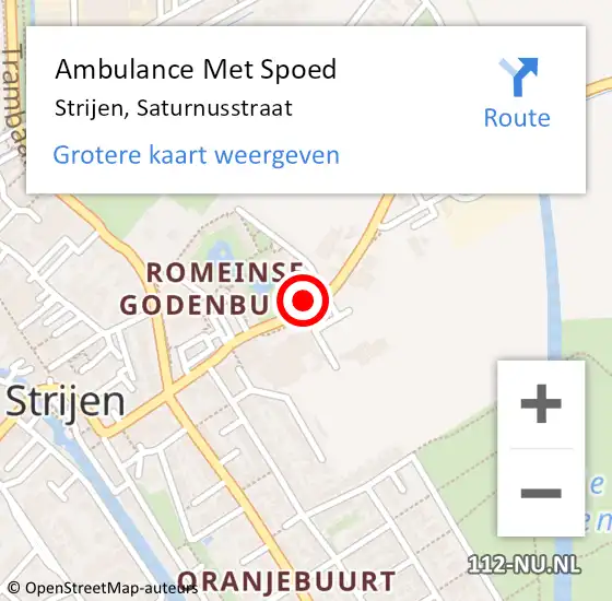 Locatie op kaart van de 112 melding: Ambulance Met Spoed Naar Strijen, Saturnusstraat op 17 mei 2024 16:15