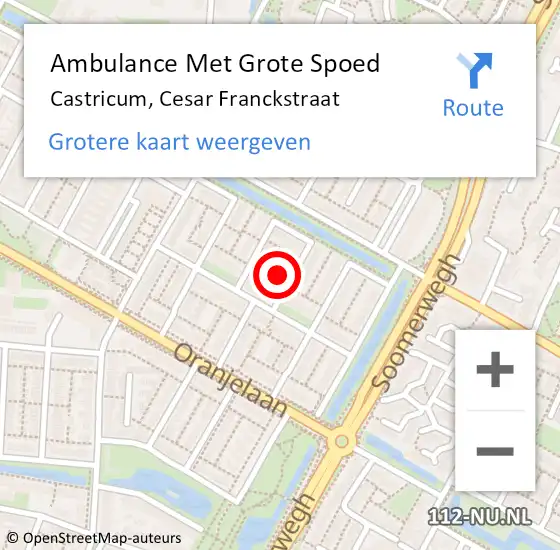 Locatie op kaart van de 112 melding: Ambulance Met Grote Spoed Naar Castricum, Cesar Franckstraat op 17 mei 2024 16:15