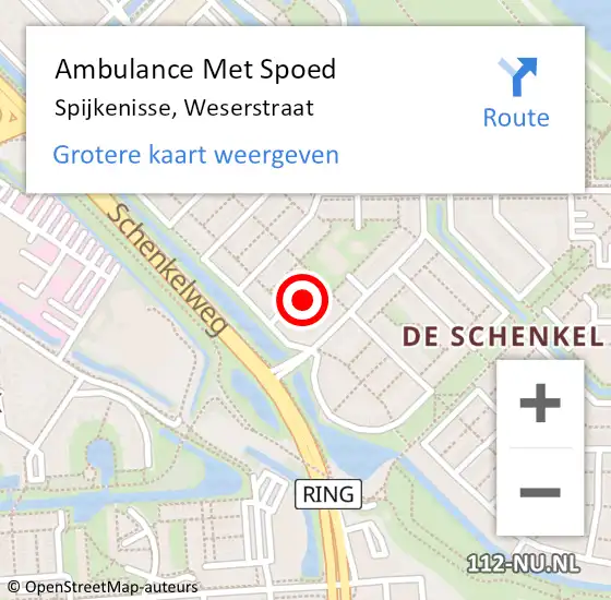 Locatie op kaart van de 112 melding: Ambulance Met Spoed Naar Spijkenisse, Weserstraat op 17 mei 2024 16:19