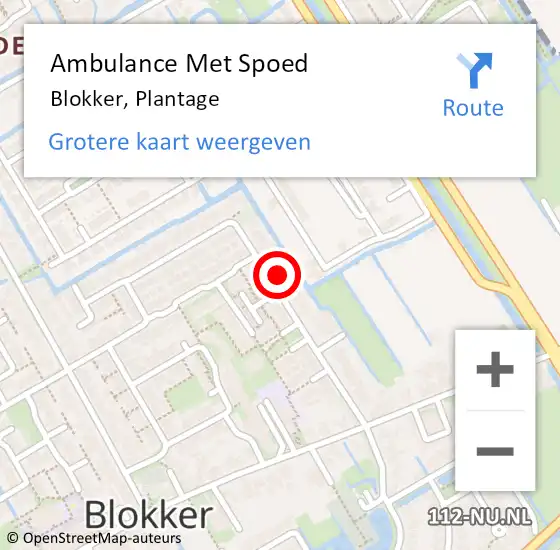 Locatie op kaart van de 112 melding: Ambulance Met Spoed Naar Blokker, Plantage op 17 mei 2024 16:22