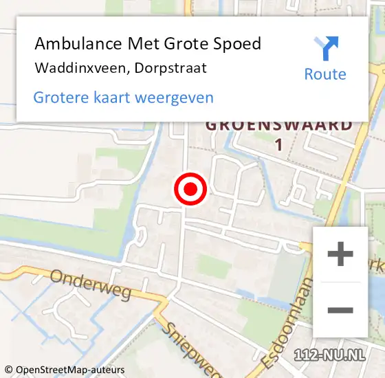 Locatie op kaart van de 112 melding: Ambulance Met Grote Spoed Naar Waddinxveen, Dorpstraat op 17 mei 2024 16:26
