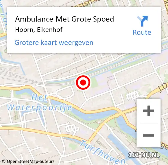 Locatie op kaart van de 112 melding: Ambulance Met Grote Spoed Naar Hoorn, Eikenhof op 17 mei 2024 16:33