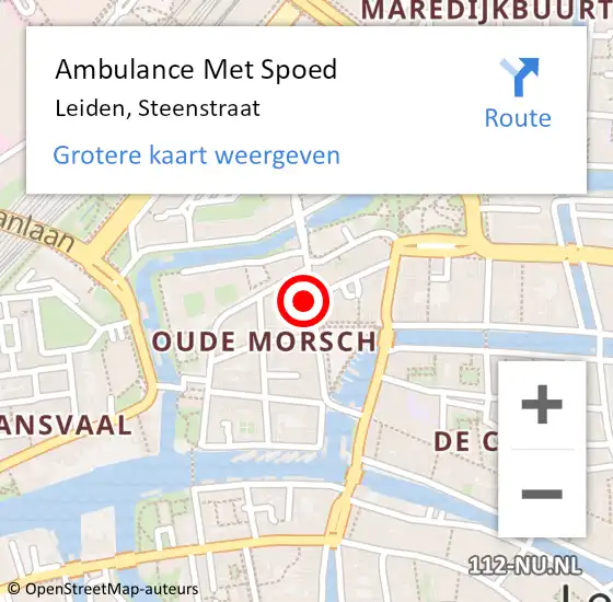 Locatie op kaart van de 112 melding: Ambulance Met Spoed Naar Leiden, Steenstraat op 17 mei 2024 16:35