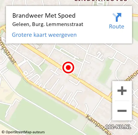 Locatie op kaart van de 112 melding: Brandweer Met Spoed Naar Geleen, Burg. Lemmensstraat op 17 mei 2024 16:44