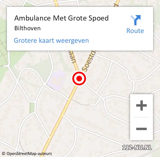 Locatie op kaart van de 112 melding: Ambulance Met Grote Spoed Naar Bilthoven op 17 mei 2024 16:49