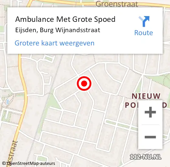 Locatie op kaart van de 112 melding: Ambulance Met Grote Spoed Naar Eijsden, Burg Wijnandsstraat op 6 oktober 2014 10:54