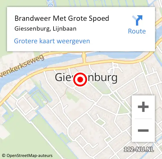 Locatie op kaart van de 112 melding: Brandweer Met Grote Spoed Naar Giessenburg, Lijnbaan op 17 mei 2024 17:20