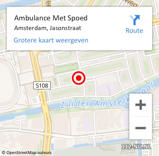Locatie op kaart van de 112 melding: Ambulance Met Spoed Naar Amsterdam, Jasonstraat op 17 mei 2024 17:20