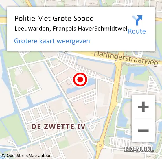 Locatie op kaart van de 112 melding: Politie Met Grote Spoed Naar Leeuwarden, François HaverSchmidtwei op 17 mei 2024 17:22
