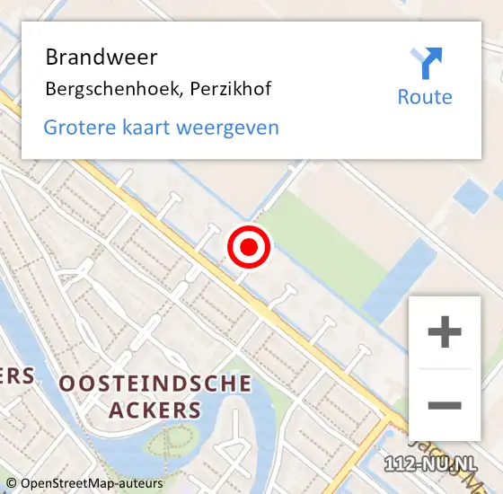 Locatie op kaart van de 112 melding: Brandweer Bergschenhoek, Perzikhof op 17 mei 2024 17:25