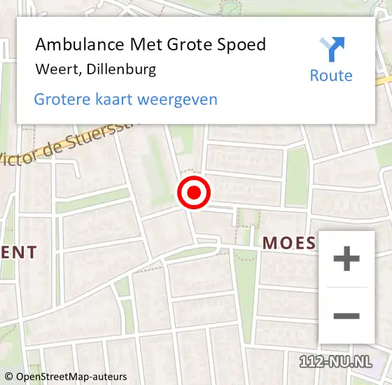 Locatie op kaart van de 112 melding: Ambulance Met Grote Spoed Naar Weert, Dillenburg op 17 mei 2024 17:26