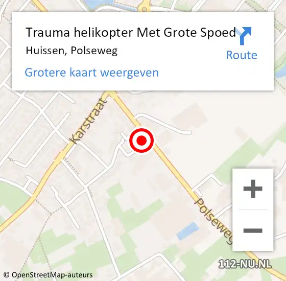 Locatie op kaart van de 112 melding: Trauma helikopter Met Grote Spoed Naar Huissen, Polseweg op 17 mei 2024 17:28