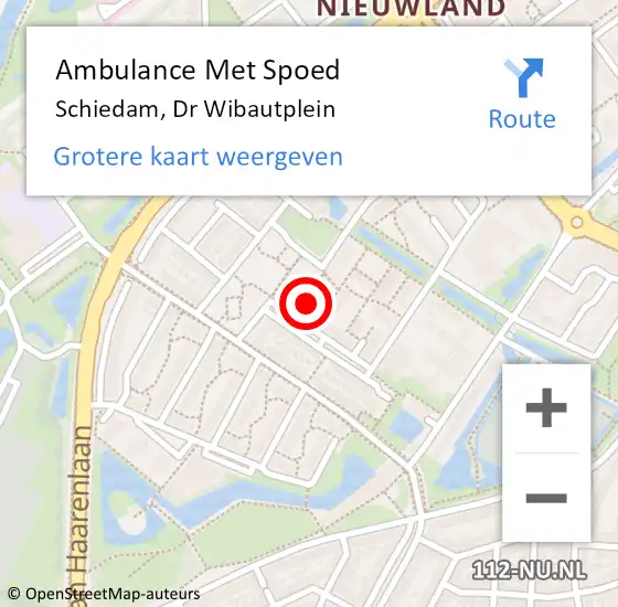Locatie op kaart van de 112 melding: Ambulance Met Spoed Naar Schiedam, Dr Wibautplein op 17 mei 2024 17:32