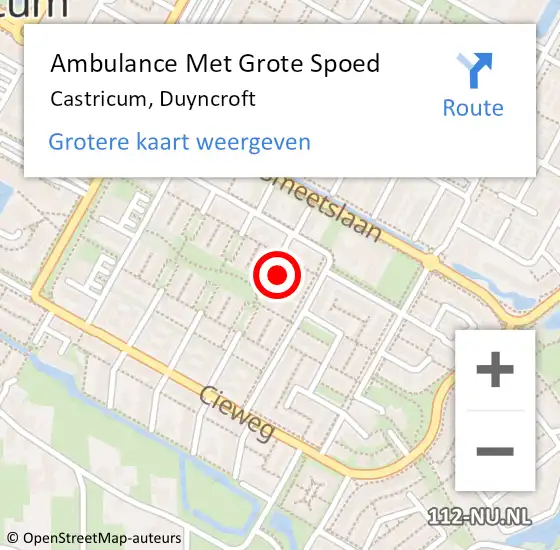 Locatie op kaart van de 112 melding: Ambulance Met Grote Spoed Naar Castricum, Duyncroft op 17 mei 2024 17:35