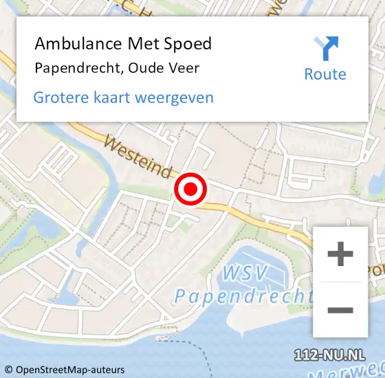 Locatie op kaart van de 112 melding: Ambulance Met Spoed Naar Papendrecht, Oude Veer op 17 mei 2024 17:36