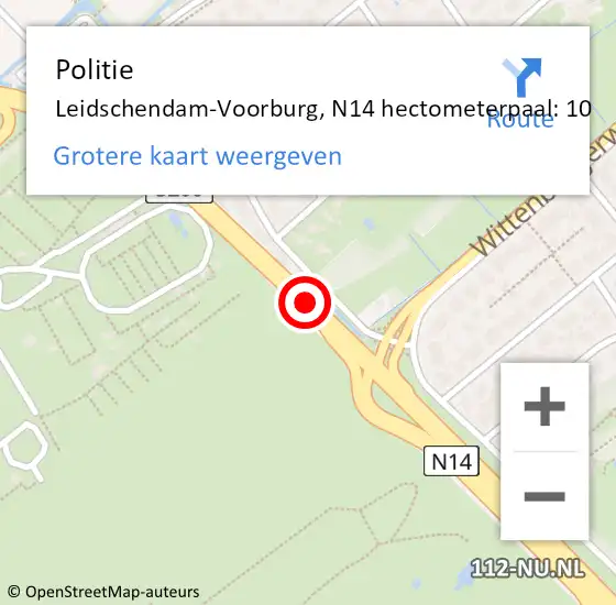 Locatie op kaart van de 112 melding: Politie Leidschendam-Voorburg, N14 hectometerpaal: 10 op 17 mei 2024 17:40