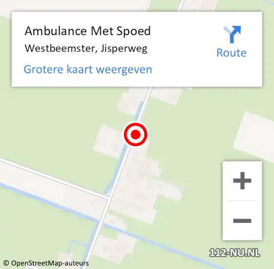 Locatie op kaart van de 112 melding: Ambulance Met Spoed Naar Westbeemster, Jisperweg op 17 mei 2024 17:49