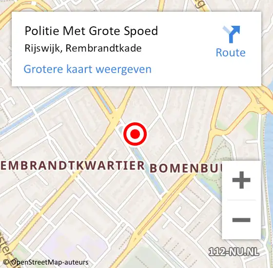 Locatie op kaart van de 112 melding: Politie Met Grote Spoed Naar Rijswijk, Rembrandtkade op 17 mei 2024 17:56